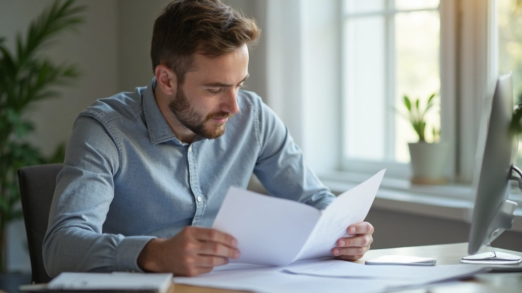 Молодой специалист работает с документами в домашнем офисе