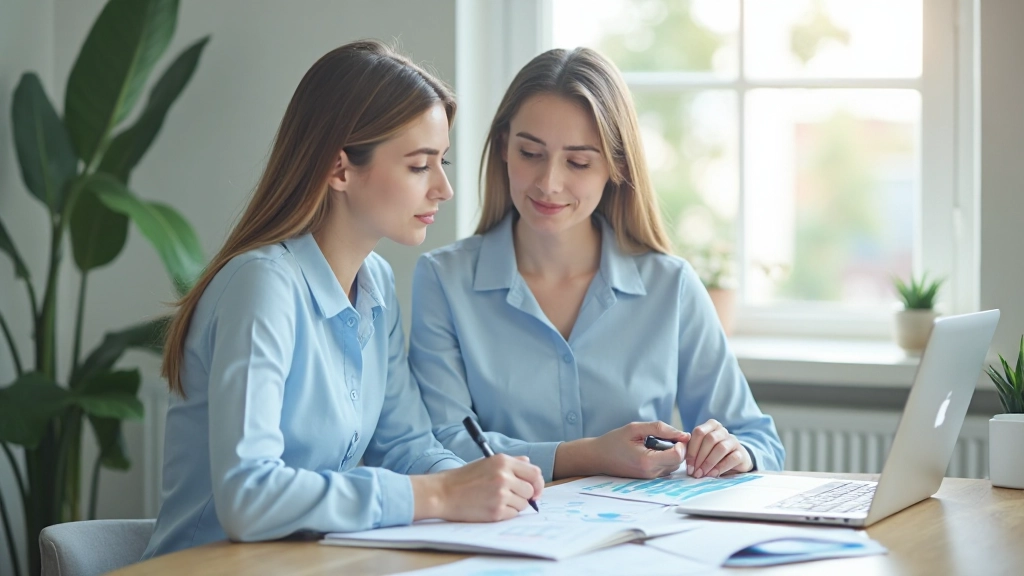 Специалист анализирует графики роста на ноутбуке в офисе