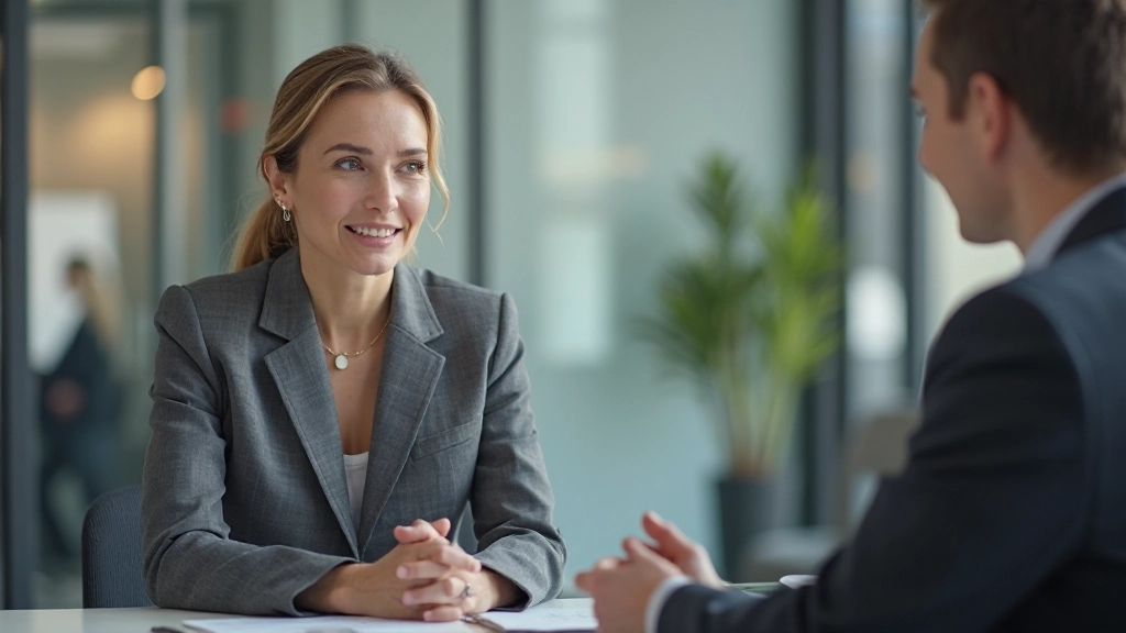 Специалист по HR проводит интервью с кандидатом в офисе